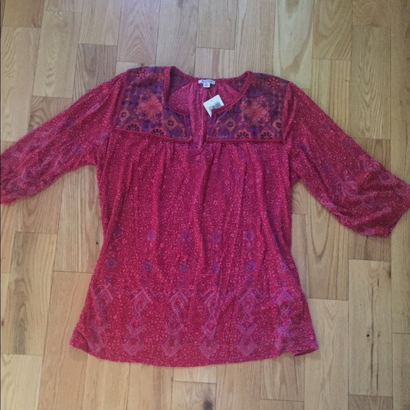NWT Lucky Brand Pink Cotton Blend Tunic - Picture 4 of 4